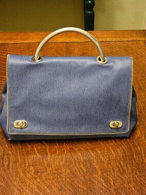 Brazilian Designer Gilson Martins Denim Look Metal Handle Bag
